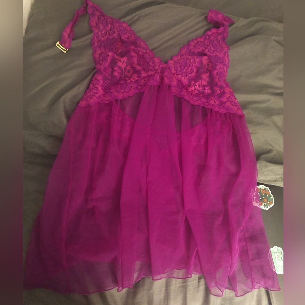Victoria's Secret Large Purple Sheer Baby doll lingerie
